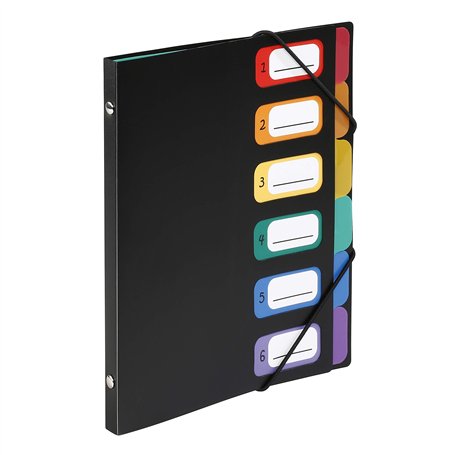 Viquel - Trieur format A5 Rainbow Class - 6 positions - Taille 19x23x1.2cm - Noir