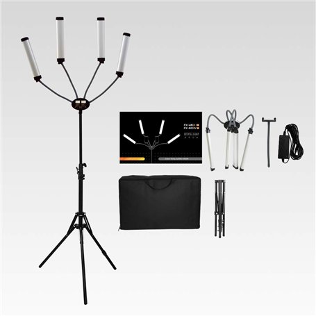 Yidoblo FX-8000ii Pliable 50W 3200K-5500K LED Video Studio Four Arms Fill Ring Light avec Port de Chargement USB