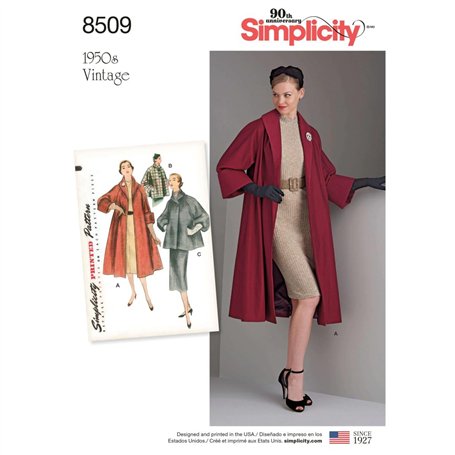 Simplicity US8509R5 8509 R5 Patrons de Manteau ou Veste Vintage pour Femme