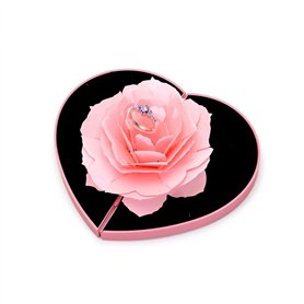 Weilov 3D Pop Up Rose Bague Boîte De Mariage De Fiançailles Bijoux Titulaire De Stockage Cas Bosse Rouge en Forme de Coeur Rotat