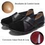 Yooeen Mocassins Femme Chaussures de Travail Plates Loafers en Cuir Loisir Casual Bateau Chaussures de Conduite de Ville Réglabl