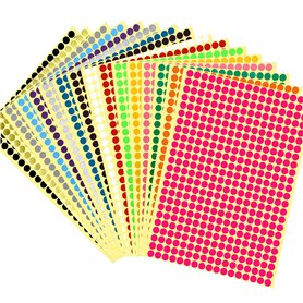 JANYUN - 6528 étiquettes rondes de codage de couleur - 16 couleurs