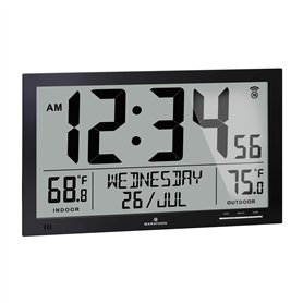 Marathon Denver-Horloge Murale Radio-pilotée-Horloge numérique Grand écran-Calendrier Radio-piloté-Grand Affichage Grands Chiffr