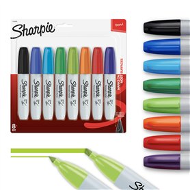 Sharpie Pennarelli indelebili punta a scalpello 8 Classic Colors