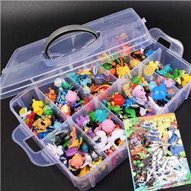144 pièces+Boîte de Rangement Mini Figurines Pokemoon Ensemble de Jouets 2-3 cm