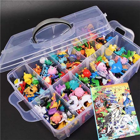 144 pièces+Boîte de Rangement Mini Figurines Pokemoon Ensemble de Jouets 2-3 cm