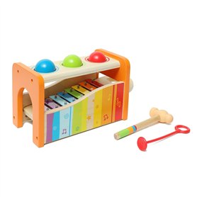 Hape Banc à Marteler avec Xylophone - Jouet Musical en Bois pour Enfant - Instrument d'Éveil et de Motricité pour Bébé dès 12 Mo