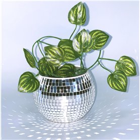 Qiumyanlod Boule à Facettes pour Pot de Fleurs - Boule Disco en Verre à Paillettes Argentées