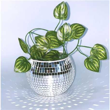 Qiumyanlod Boule à Facettes pour Pot de Fleurs - Boule Disco en Verre à Paillettes Argentées