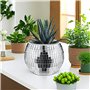 Qiumyanlod Boule à Facettes pour Pot de Fleurs - Boule Disco en Verre à Paillettes Argentées, Décoration pour Plantes, 10,2 x 12