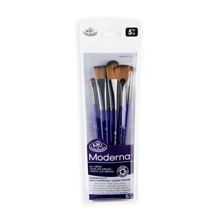 Royal & Langnickel Moderna Lot de 5 pinceaux ovales de lavage et de mélangeur pour tous les supports de peinture