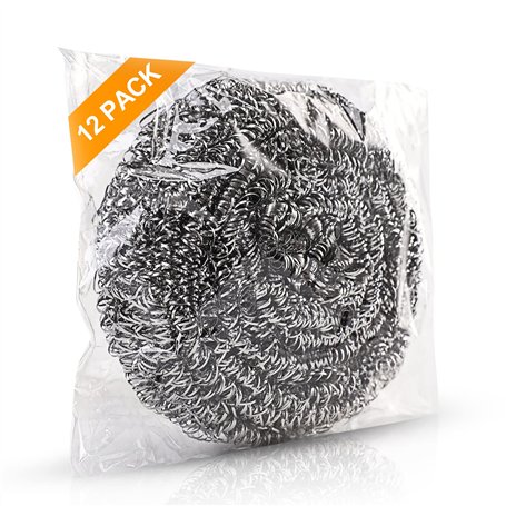 ovwo Lot de 12 Eponge Vaisselle en Acier Inoxydable - Eponge Metallique Haute Qualité