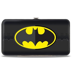 Buckle-Down - Portefeuille - Portefeuille à charnière à Boucle - Batman Icon Centeré/Bat Signal Stripe Noir/Jaune/Gris Unisexe A