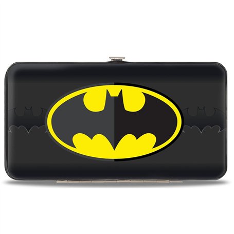 Buckle-Down - Portefeuille - Portefeuille à charnière à Boucle - Batman Icon Centeré/Bat Signal Stripe Noir/Jaune/Gris Unisexe A