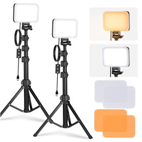NEEWER BASICS Lot de 2 Panneaux d'éclairage vidéo LED Basiques à intensité Variable avec Supports et filtres