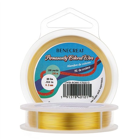 BENECREAT 28Gauge (0.3mm) Fil en or résistant à la ternissure Fabrication de Bijoux en Fil de Cuivre