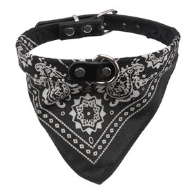 UEETEK Collier Cuir PU Réglable Echarpe Foulard Bandana pour Chiens Chats Animaux de Compagnie Noir Size M