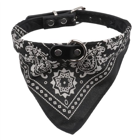 UEETEK Collier Cuir PU Réglable Echarpe Foulard Bandana pour Chiens Chats Animaux de Compagnie Noir Size M