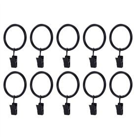 WINOMO 20pcs Noir Anneaux de Rideaux avec Pinces Metal Rideau Clips Crochet