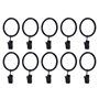 WINOMO 20pcs Noir Anneaux de Rideaux avec Pinces Metal Rideau Clips Crochet