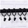 WINOMO 20pcs Noir Anneaux de Rideaux avec Pinces Metal Rideau Clips Crochet
