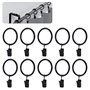 WINOMO 20pcs Noir Anneaux de Rideaux avec Pinces Metal Rideau Clips Crochet