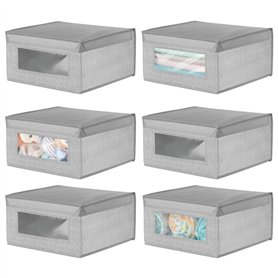 mDesign Boite de Rangement en Tissu (Lot de 6) – Panier de Rangement empilable pour vêtements ou Chaussures – bac de Rangement a