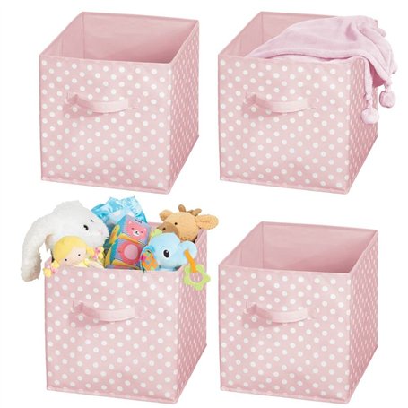 mDesign Box de Rangement vêtements ou Jouets pour Chambre d'enfant (Lot de 4) – bac de Rangement carré avec poignée Tissu – Boit