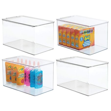 mDesign (lot de 4 boîte de rangement pour articles de bricolage et de couture – boîte en plastique avec couvercle – casier de ra