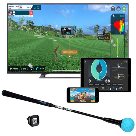 PHIGOLF Smart Home Golf Simulator - Swing Stick Trainer & Analyzer - Jeu de Golf Portable avec Les Applications et Le Software W