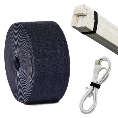 ANDERK 5CM x 5M Coudre sur Crochet et Bandes de Boucle avec Non-adhésif Retour Nylon Tissu Fermeture pour Cable Management