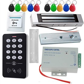 HERNAS Kit de système de contrôle d'accès RFID 125KHz avec Serrure magnétique électrique 180KG et Alimentation Professionnelle