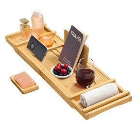 SONGMICS Plateau de Baignoire Extensible en Bambou