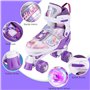 Hikole Patin a Roulette Fille Roller Enfant 4 Roues avec Lumineuses Patins à roulettes Réglables Respirant Protection Complète p
