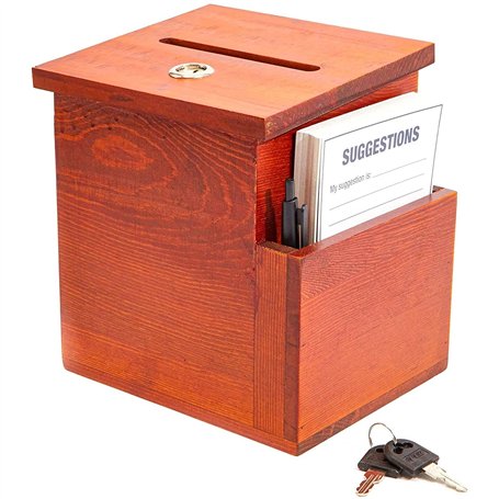 Boîte à Suggestions en Bois avec Serrure et Poche