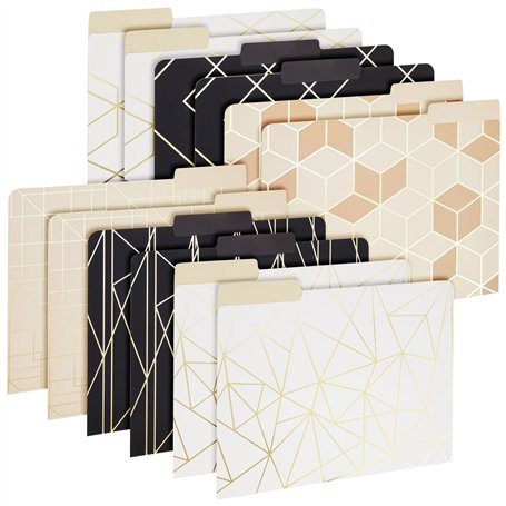 Paper Junkie Lot de 12 dossiers de fichiers colorés et décoratifs en feuille d'or