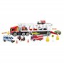 Matchbox - Coffret Transporteur de Véhicules de Secours - 1 Camion de Pompier avec Rampe, Rangement et 8 Accessoires - Échelle 1