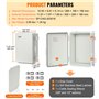 VEVOR Boîte de jonction électrique, 300x200x180 mm boîtier électrique plastique ABS couvercle à charnière, loquet en acier inoxy