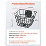 VEVOR Panier Avant de Vélo et Trottinette Électrique Métallique avec Support Fixe, 245 x 215 x 180 mm, Capacité de Charge 9 kg, 