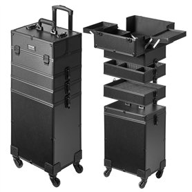 VEVOR Mallette de Maquillage à roulettes 5en1 Valise de Rangement Aluminium Boîte Trousse Maquillage Professionnelle Voyage Roue