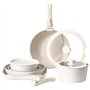 VEVOR Batterie de cuisine, 17 pcs, ensemble de casseroles et poêles à induction avec revêtement anti-adhésif, poignée amovible e