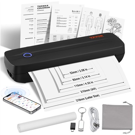 VEVOR Imprimante Thermique Portable sans Fil 203 DPI