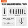 VEVOR Ensemble d'Extracteurs de Roulements pour Trous Borgnes, Kit d'Extraction de Roulements Intérieurs et Joints 16 en 1, Mart