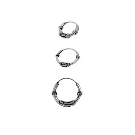 3 Boucles D'Oreilles Anneaux Design Bali Argent De Loi Individuels 1 Anneau 10mm Diamètre Extérieur