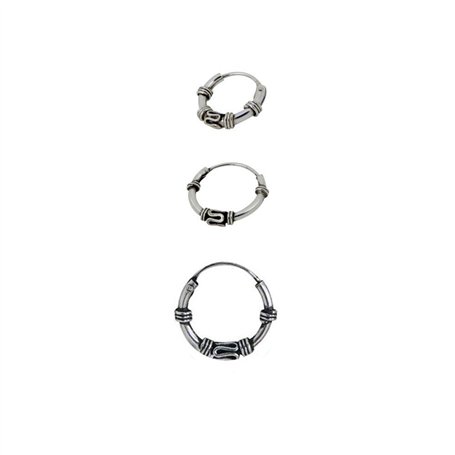 3 Boucles D'Oreilles Anneaux Design Bali Argent De Loi Individuels 1 Anneau 10mm Diamètre Extérieur