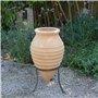 Grand pot de fleurs en terre cuite avec support en métal - Résistant au gel - 60 cm - Fabriqué à la main et résistant au gel - I