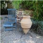 Grand pot de fleurs en terre cuite avec support en métal - Résistant au gel - 60 cm - Fabriqué à la main et résistant au gel - I