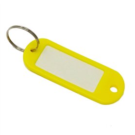 S&B Lot de 100 Porte-clés SBS avec étiquette pour écrire Jaune