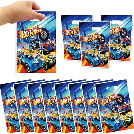KLuFo Hot Wheel Lot de 20 sacs cadeaux en plastique pour fête d'anniversaire Hot Wheel