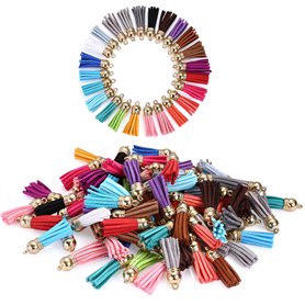 Décorations de la Fête Naler 120 pcs Cuir Tassel Pendentifs en suédine Tassel avec bouchons 38 mm pour porte-clés Sangles Décora